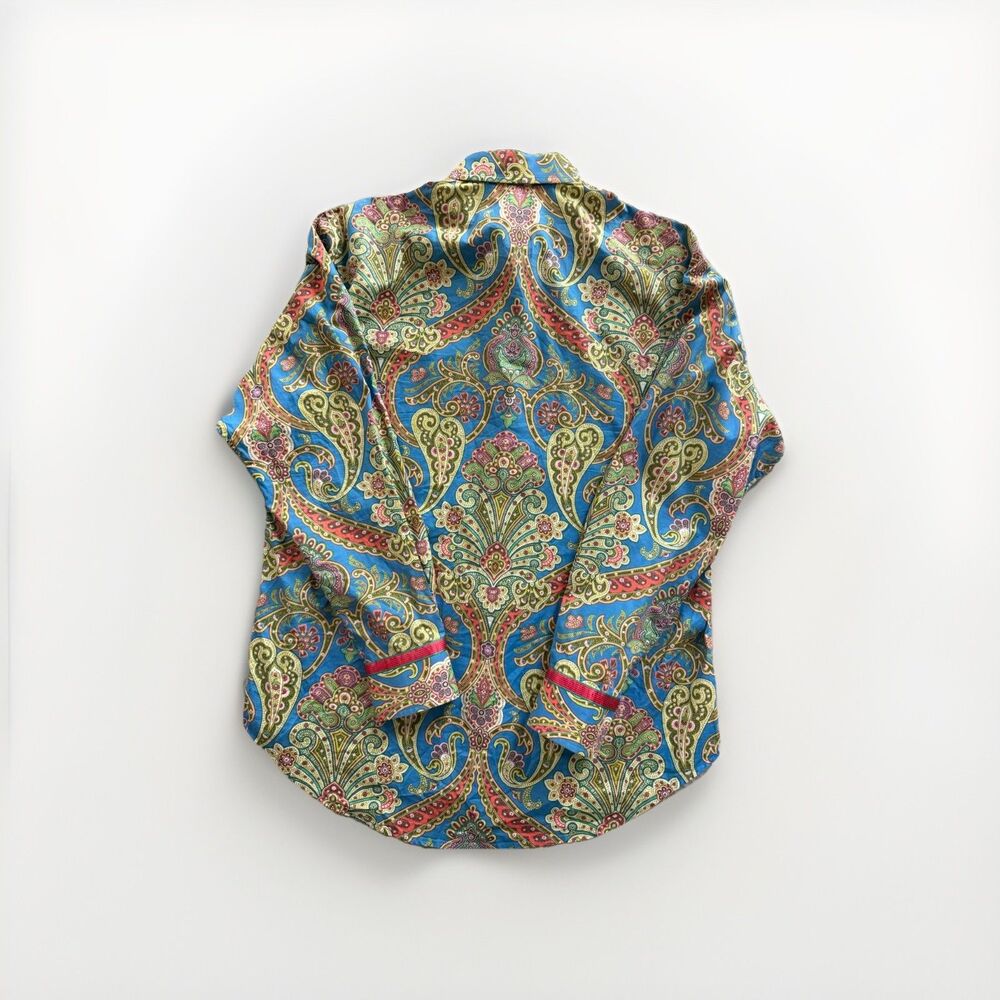 Robert Graham Men's L/G Blue Green Pink Paisley Long Sleeve Button-Up Shirt - Picture 2 of 8